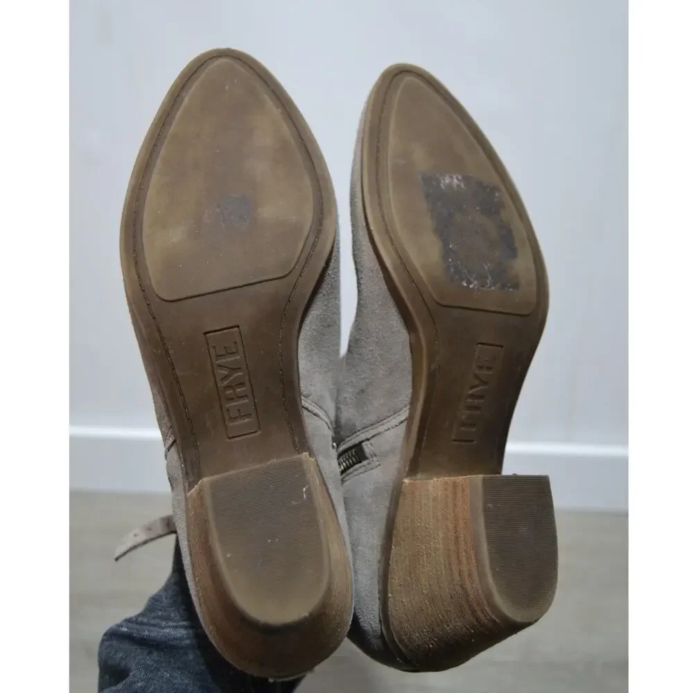 Frye Judith Double Zip Ankle Bootie Suede Leather Gray Size 9 - Picture 6 of 9